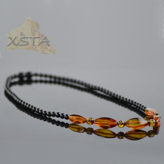 Amber natural necklace cognac color